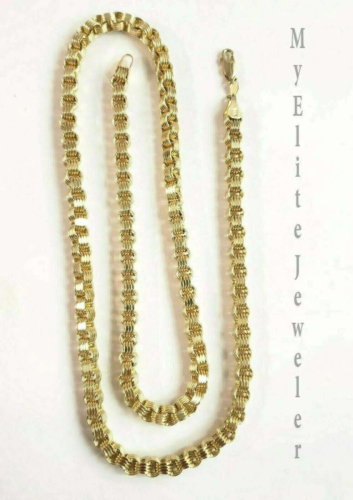10 KT Yellow Gold Byzantine Box Chain Necklace 5mm 24 Inch Lobster Lock REAL 10K - Image 3
