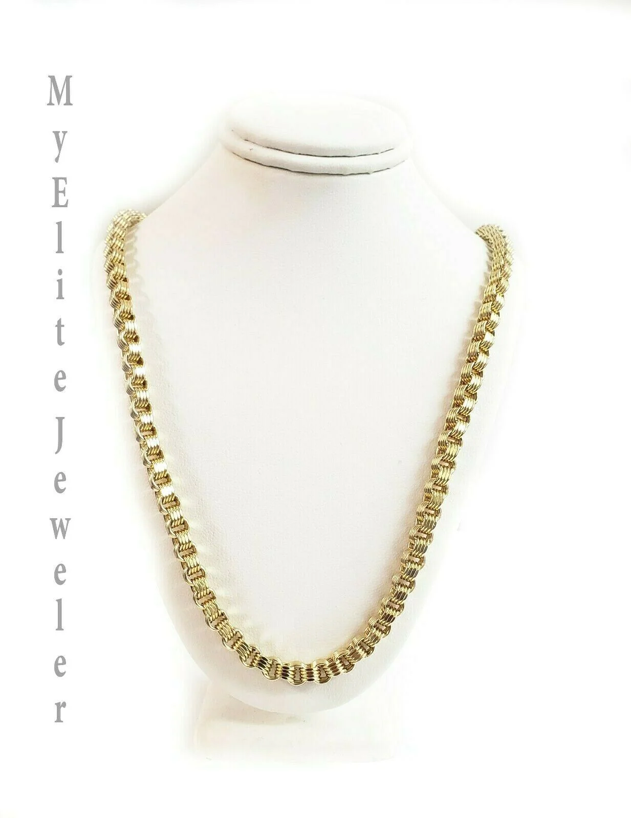 10 KT Yellow Gold Byzantine Box Chain Necklace 5mm 24 Inch Lobster Lock REAL 10K - Image 4