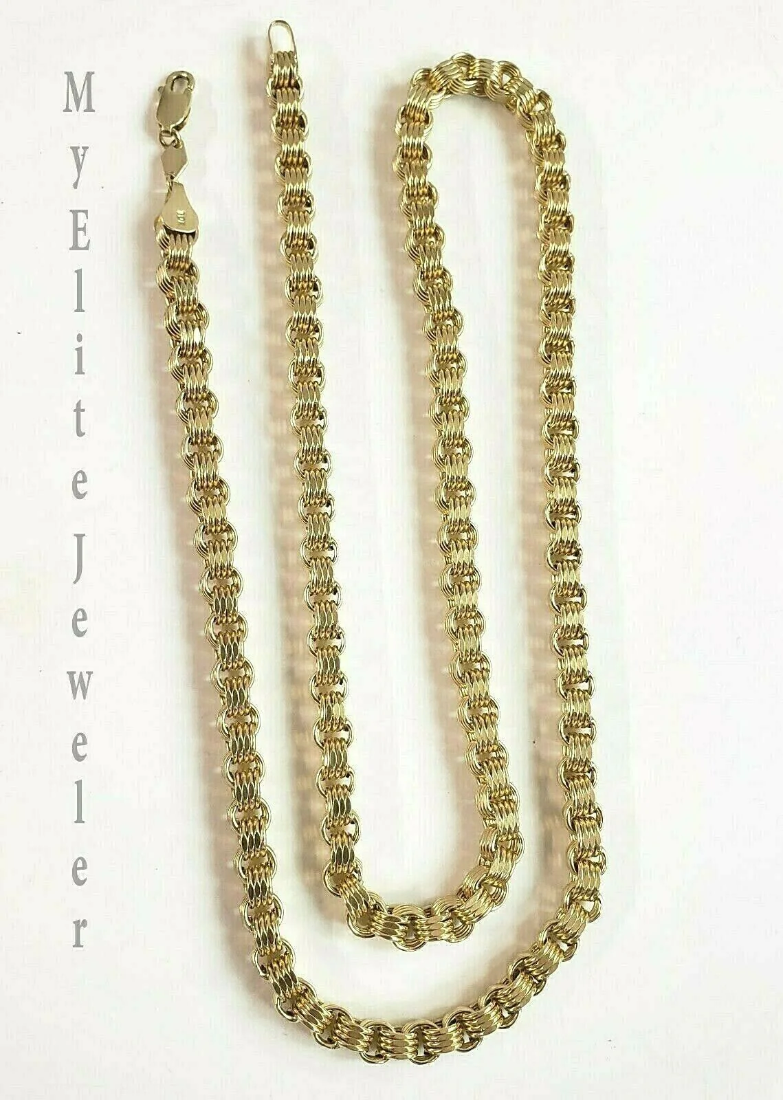 10 KT Yellow Gold Byzantine Box Chain Necklace 5mm 24 Inch Lobster Lock REAL 10K - Image 5