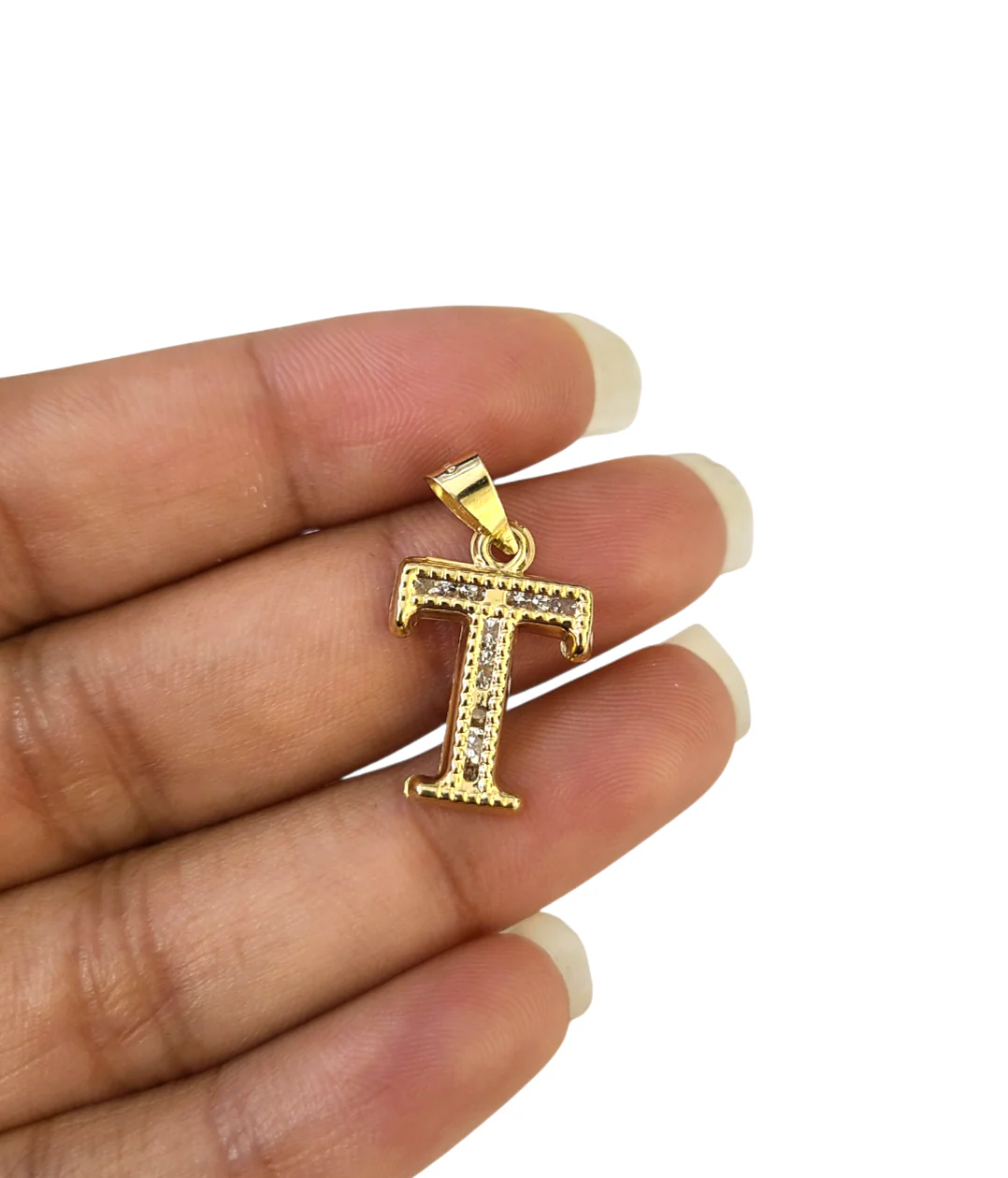 10k 2.5mm Rope Chain T Initial Alphabet Pendant 16"-28" Gold Set Charm Necklace - Image 7