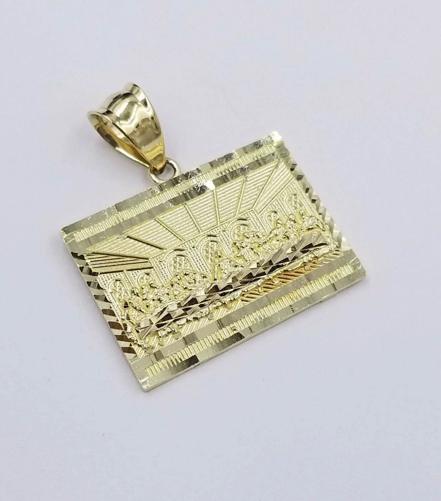 10k 2.5mm Rope Gold Last supper Charm Pendant Chain 18" 20" 22" 24" 26" - Image 2