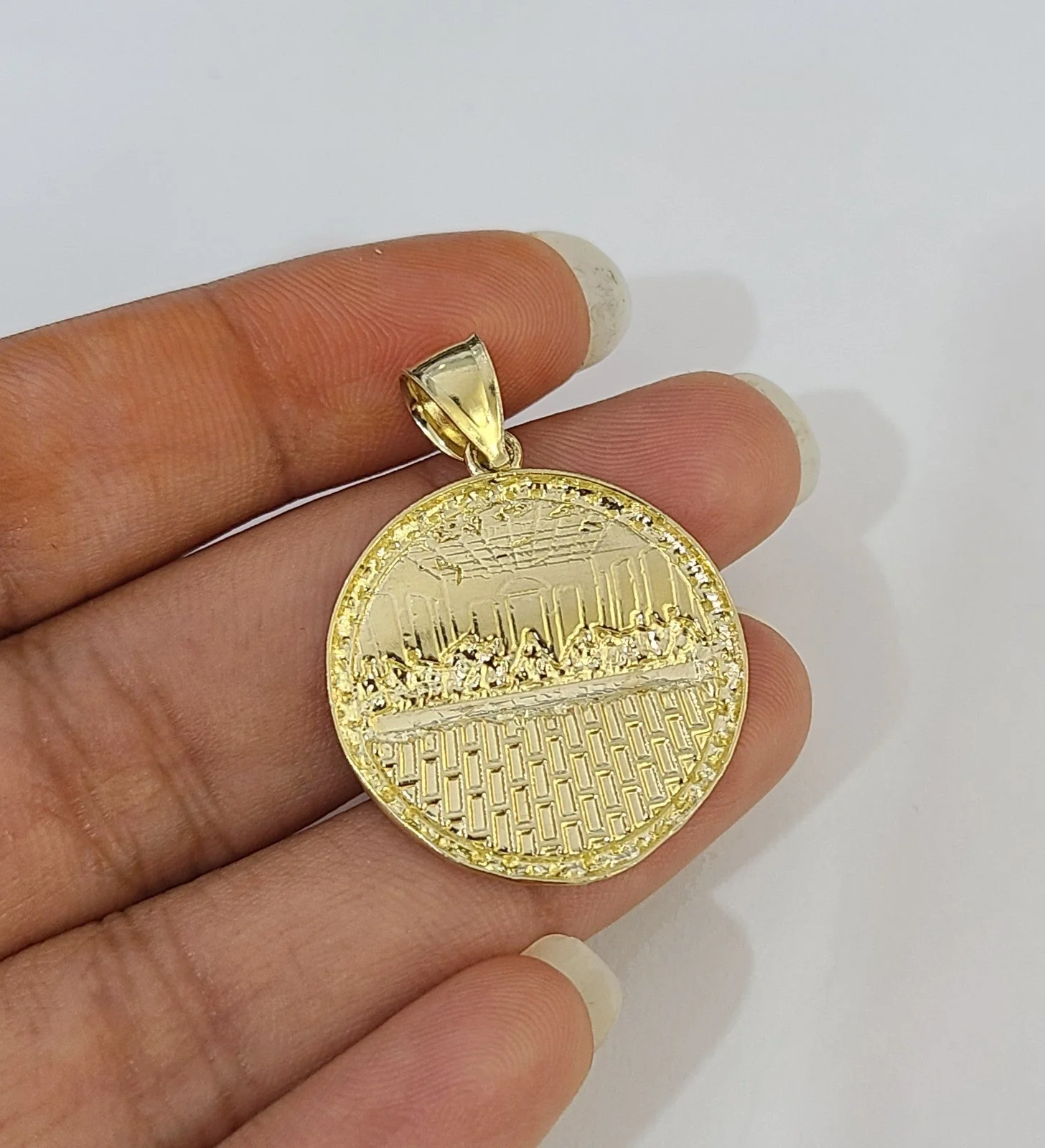 10k  Last Supper Charm Pendant Men Women 10kt Real Yellow Gold - Image 5