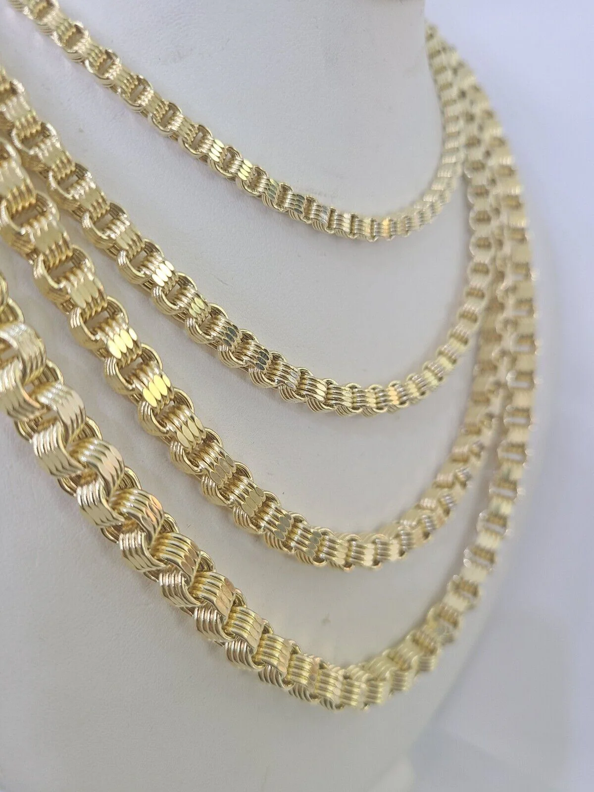 10k Byzantine Chain Yellow Gold Necklace 4mm-7mm 20-30 Inches Real Men Women - Image 3