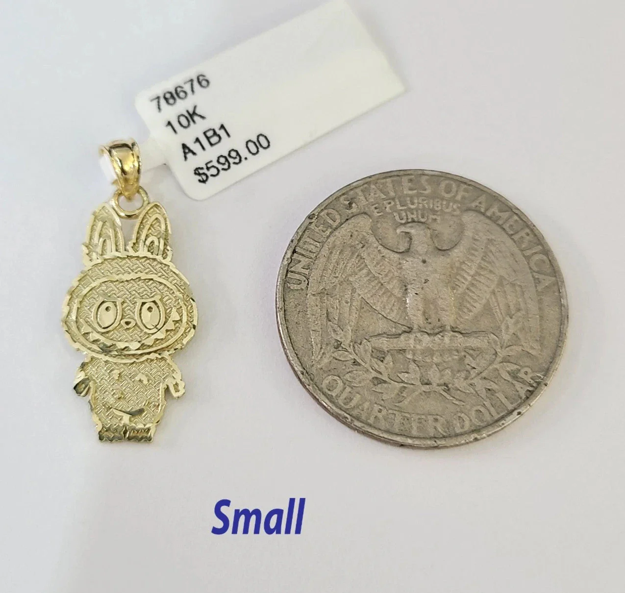 10k Cartoon Monster Charm Pendant Men Women 10kt Real Yellow Gold - Image 2