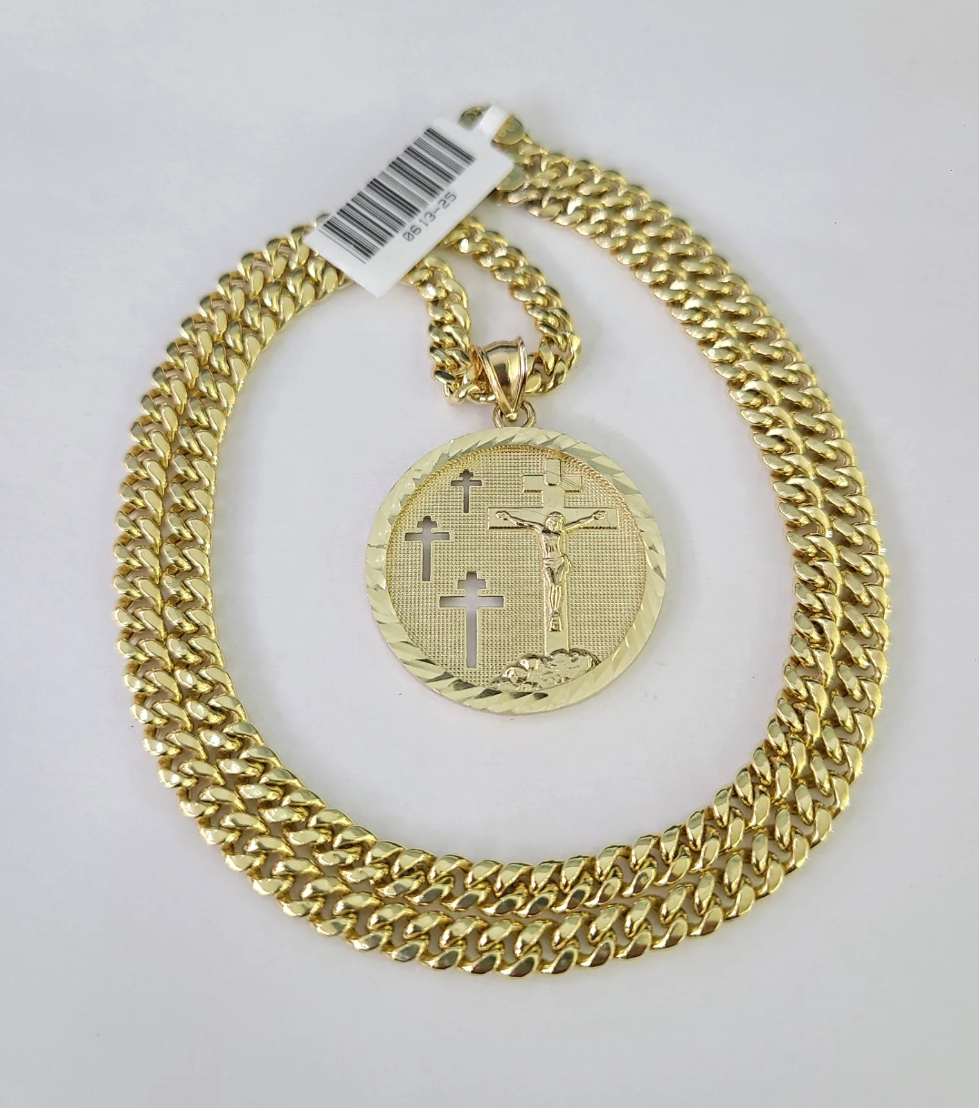 10k Cross Medallion Charm Miami Cuban Chain Pendant 5mm 18"28" Necklace Gold - Image 4