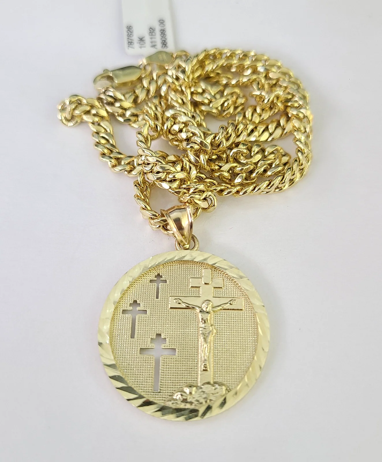 10k Cross Medallion Charm Miami Cuban Chain Pendant 5mm 18"28" Necklace Gold - Image 6