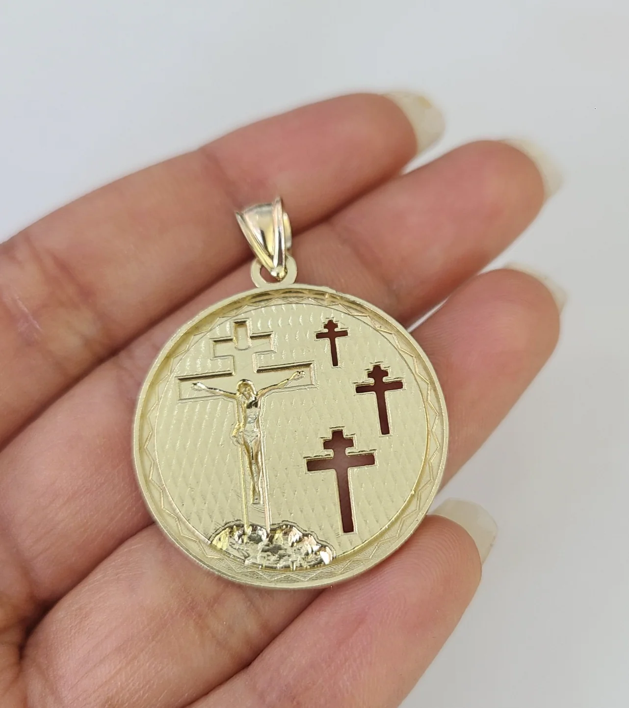 10k Cross Medallion Charm Miami Cuban Chain Pendant 5mm 18"28" Necklace Gold - Image 7