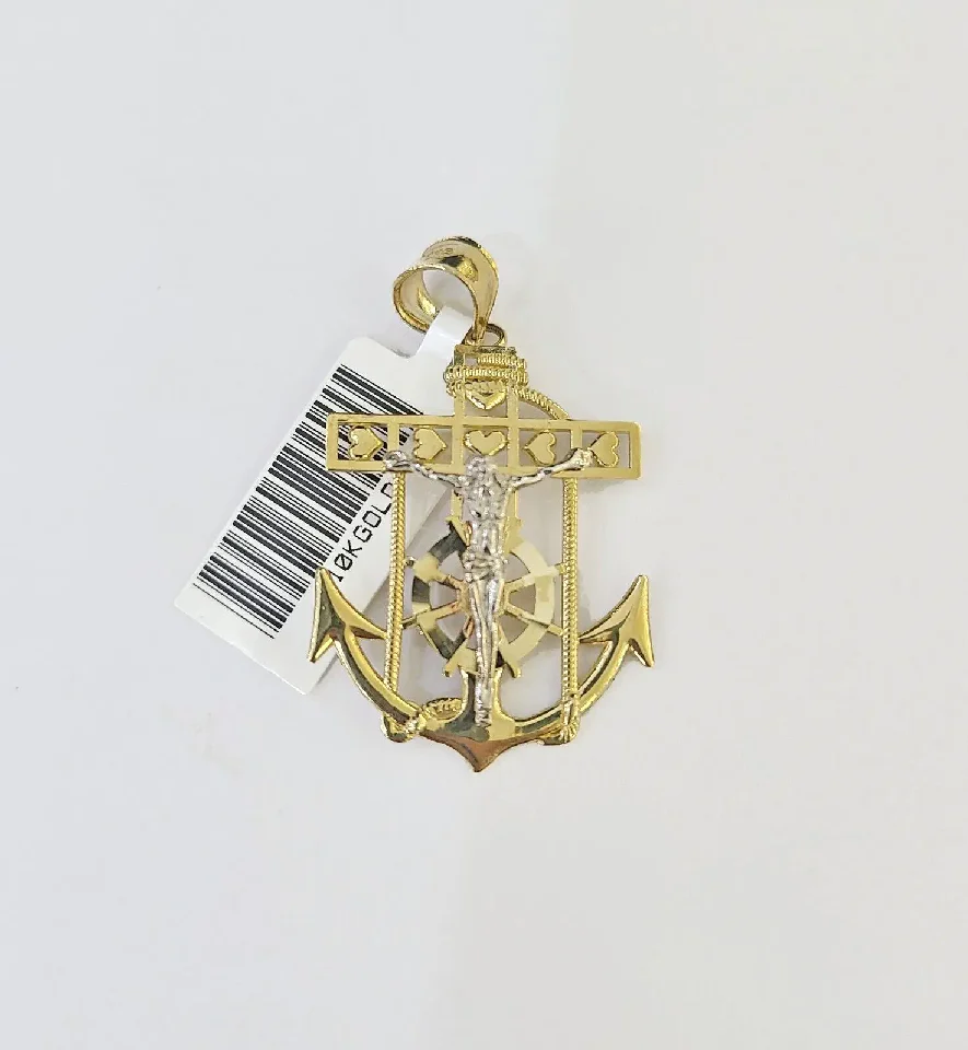10K Eagle Pendant SET 3mm 26'' and 3mm Rope Chain Anchor Pendant Set 26" - Image 5