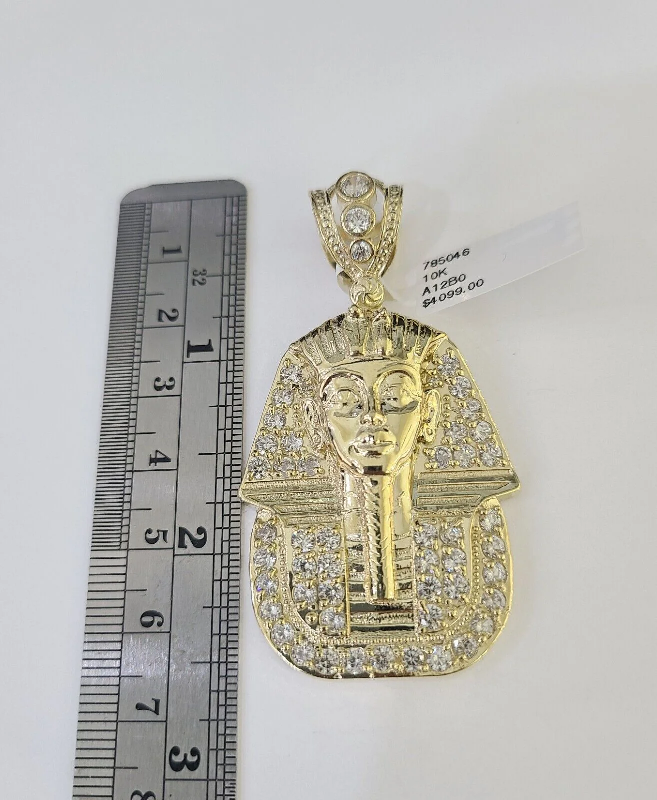 10k Egyptian Pharaoh Head Charm Pendant Yellow Gold 2.5" Inch Men Women Real - Image 2