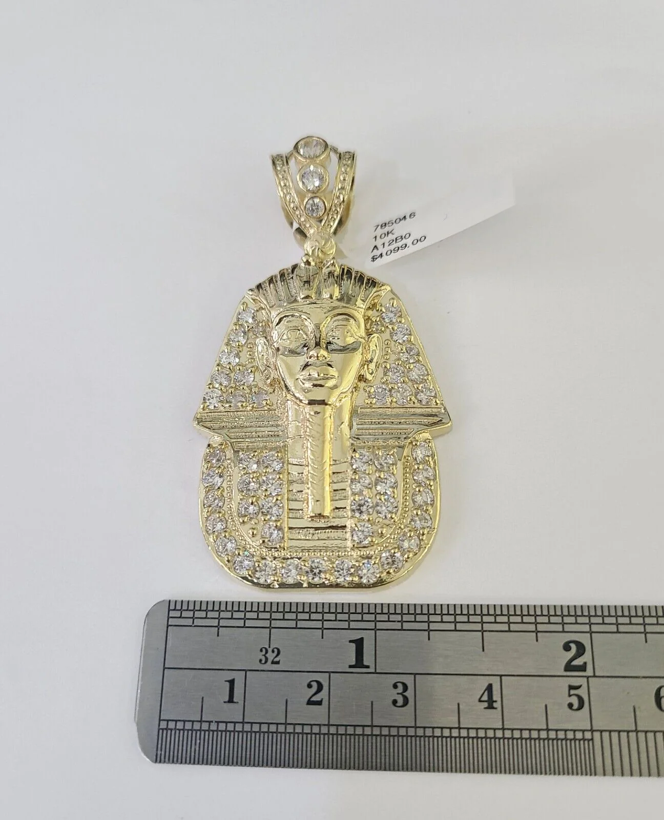 10k Egyptian Pharaoh Head Charm Pendant Yellow Gold 2.5" Inch Men Women Real - Image 3
