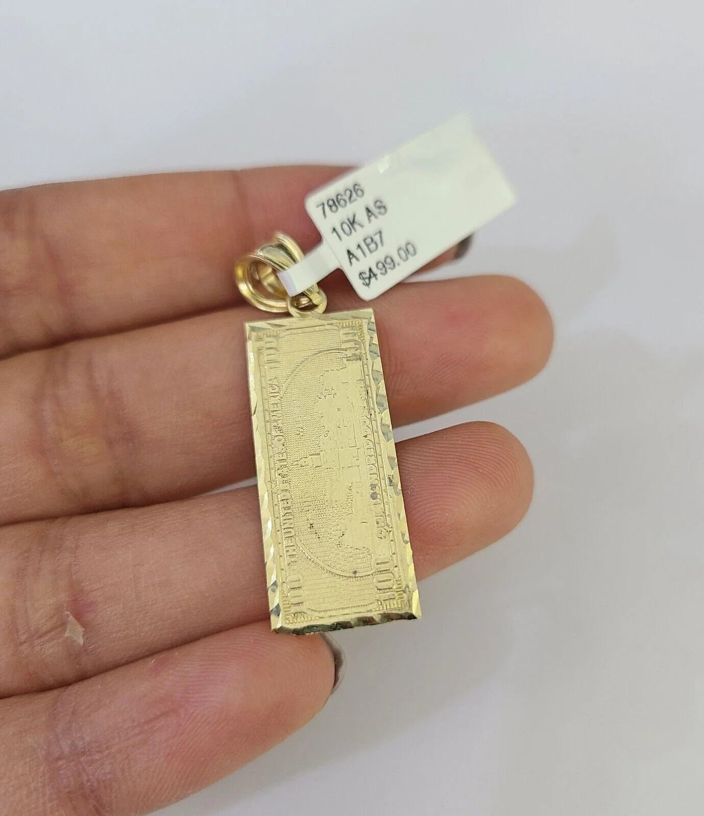 10K Franco Chain 100 Money Dollar Pendant Charm Necklace 16"-24" 2mm Gold SET - Image 2