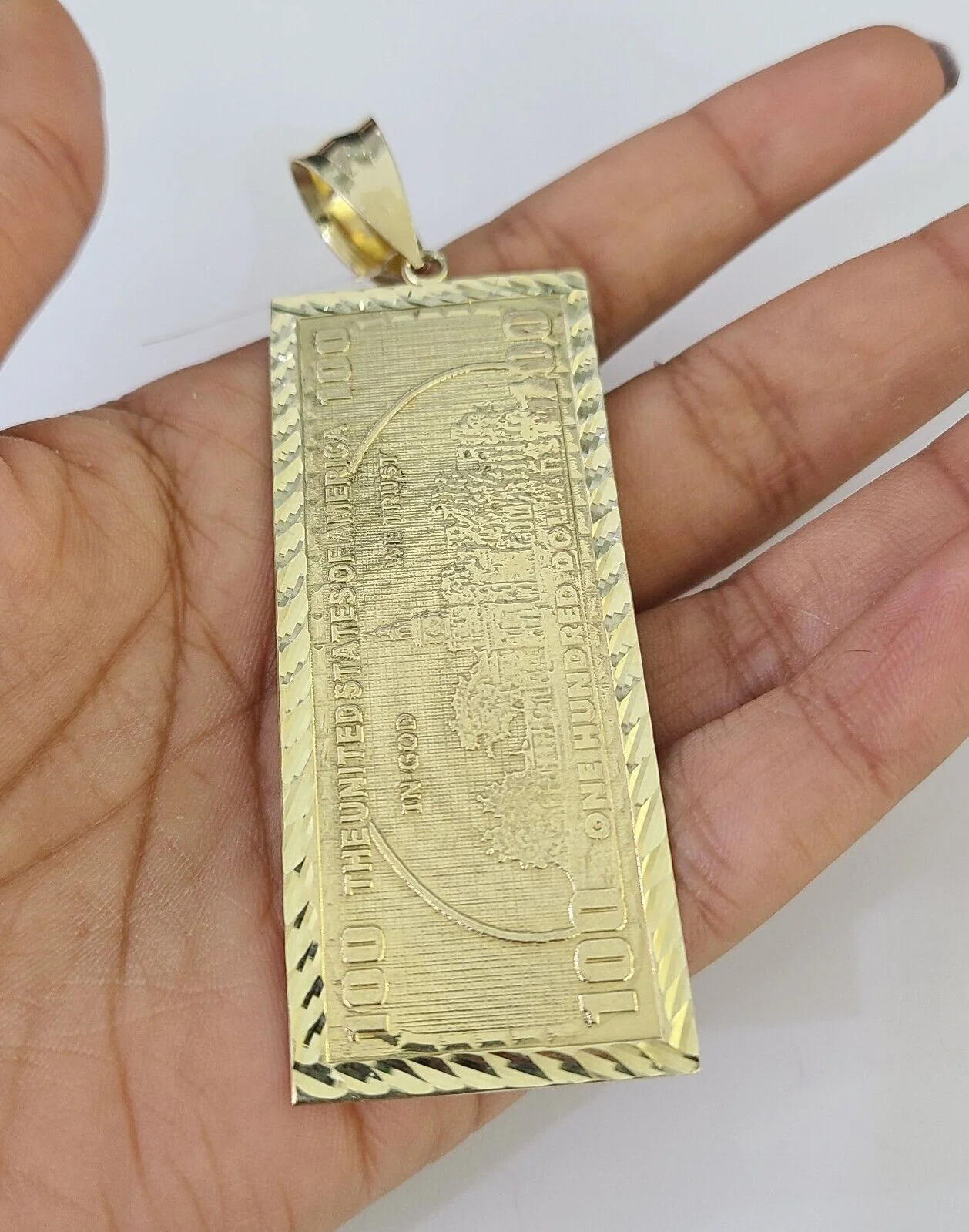 10K Franco Chain 100 Money Dollar Pendant Charm Necklace 20"-26" 5mm Gold SET - Image 2