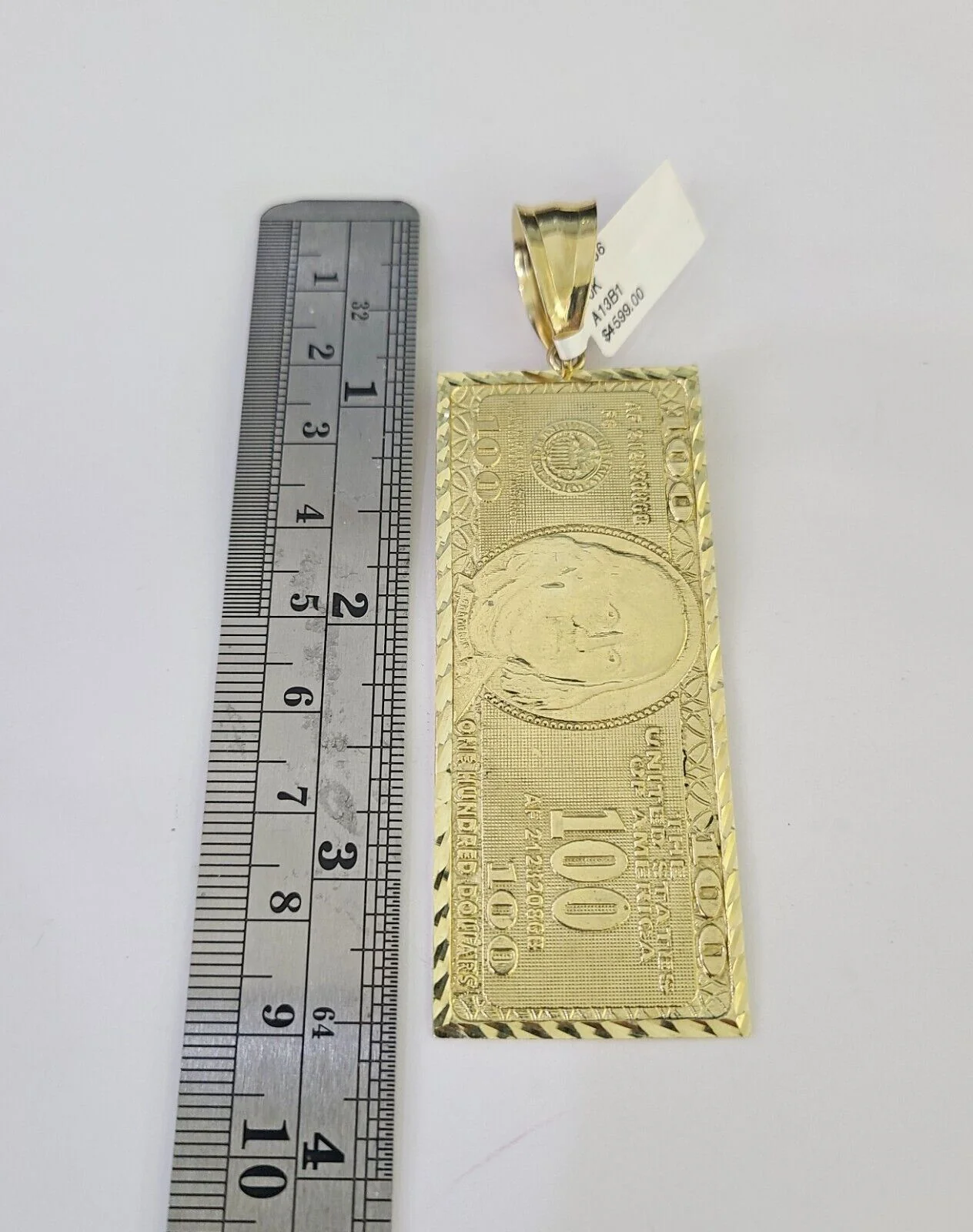 10K Franco Chain 100 Money Dollar Pendant Charm Necklace 20"-26" 5mm Gold SET - Image 3
