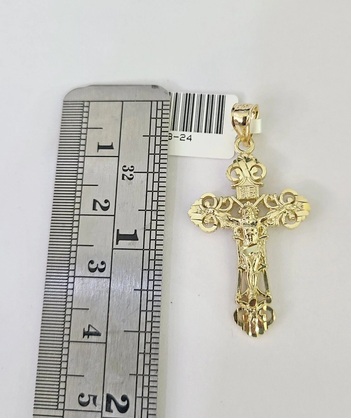 10K Franco Chain Jesus Cross Pendant Charm Necklace 16"-24" 2mm Gold SET Yellow - Image 2