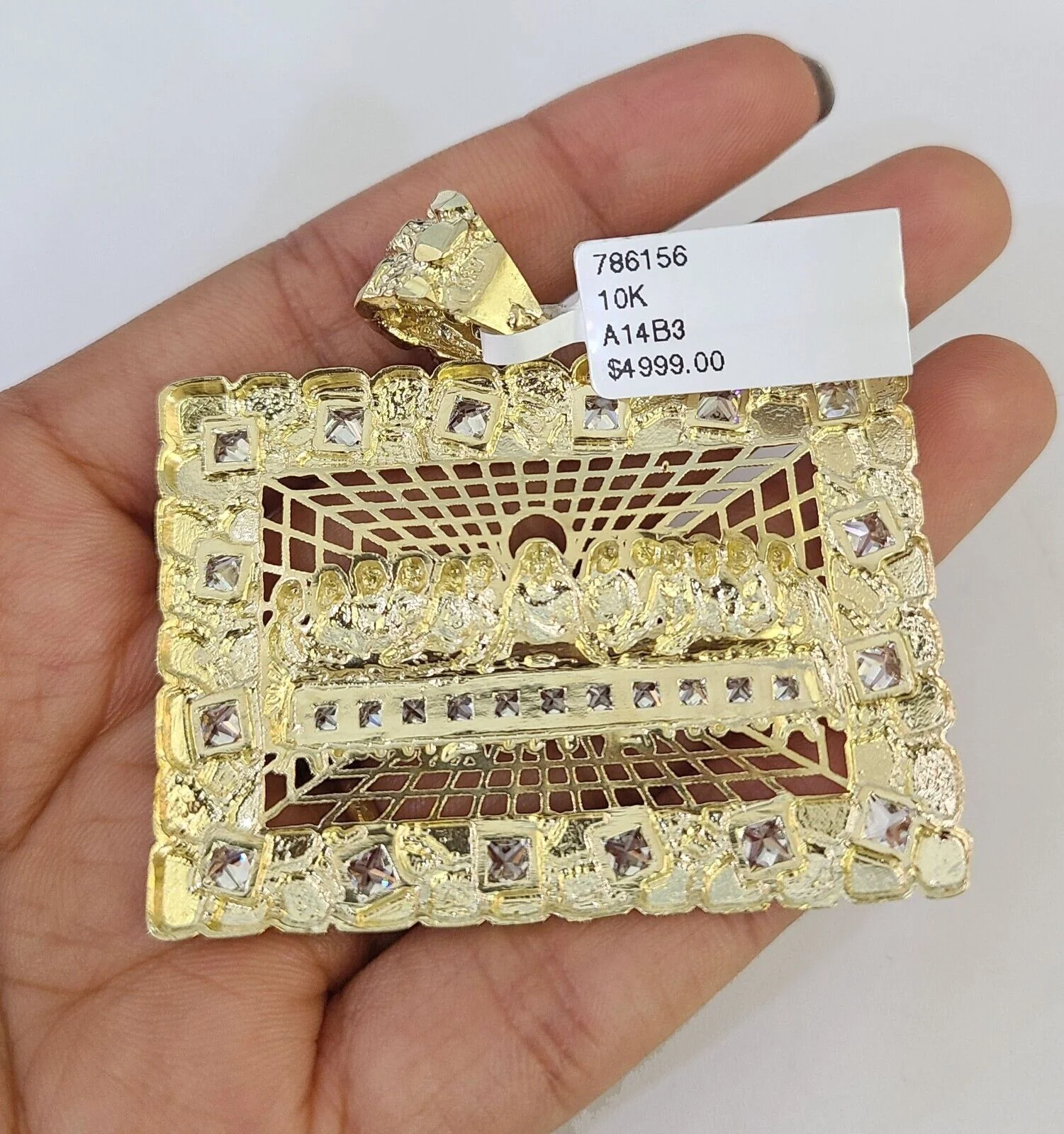 10K Franco Chain Last Supper Pendant Charm Necklace 20"-26" 5mm Gold SET Yellow - Image 7