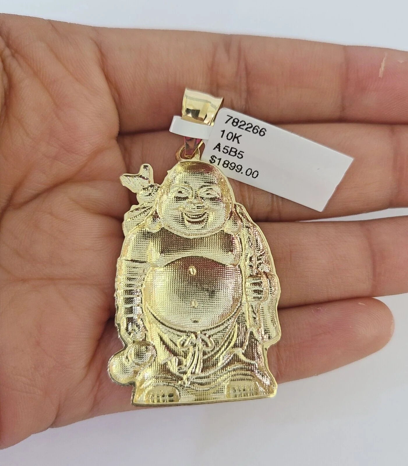 10K Franco Chain Laughing Buddha Pendant Charm Necklace 20"-28" 4mm Gold SET - Image 6