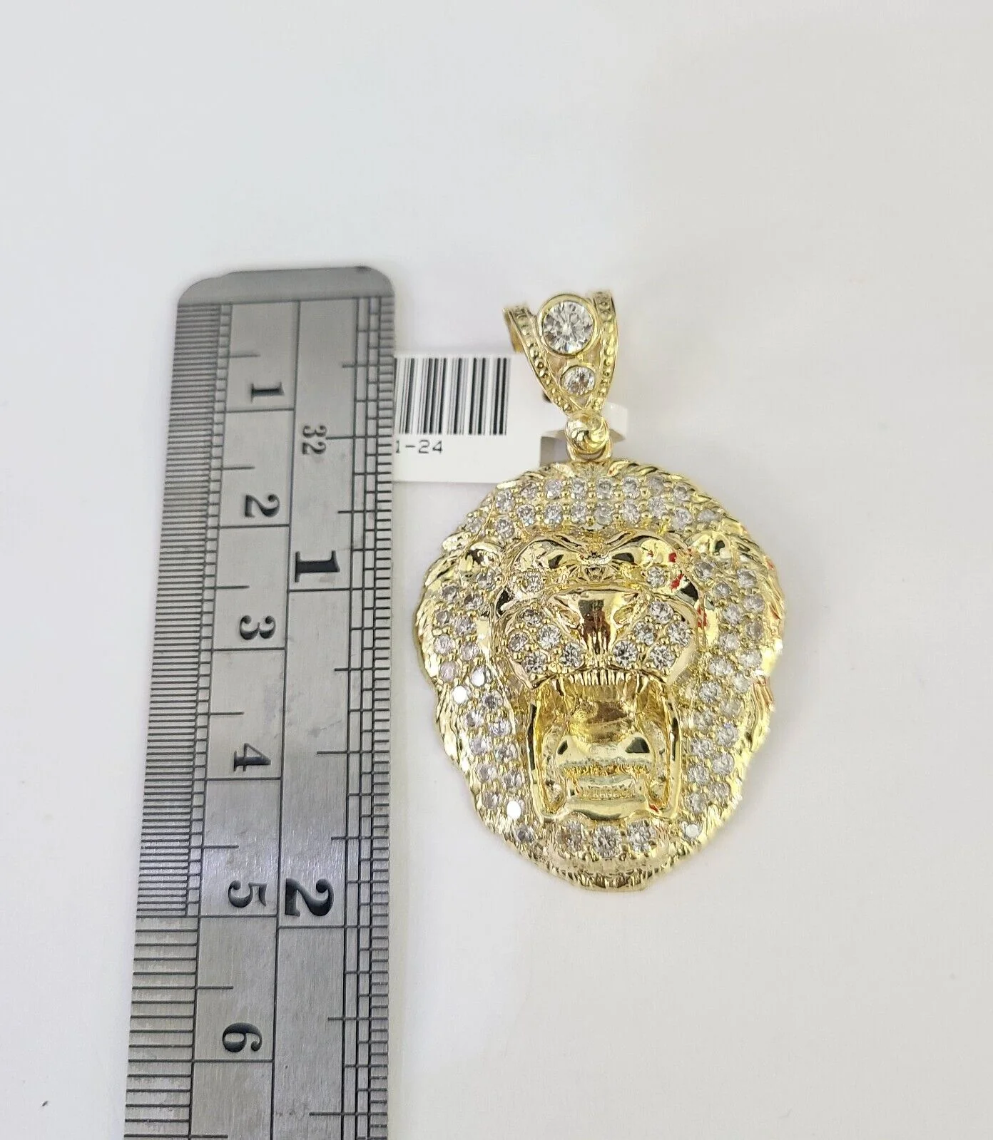 10K Franco Chain Roaring Lion Pendant Charm Necklace 20"-26" 3mm Gold Yellow SET - Image 2