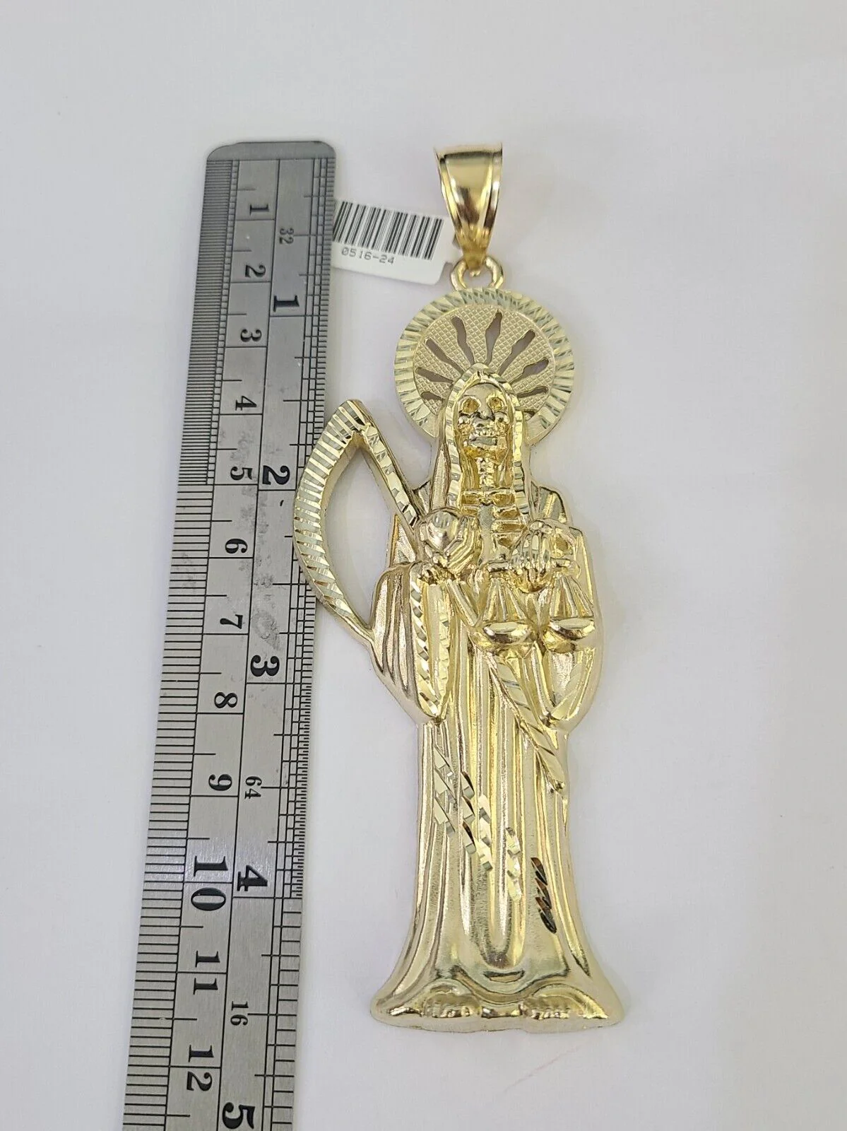 10K Franco Chain Saint Reaper Pendant Charm Necklace 20"-26" 5mm Gold SET Yellow - Image 2