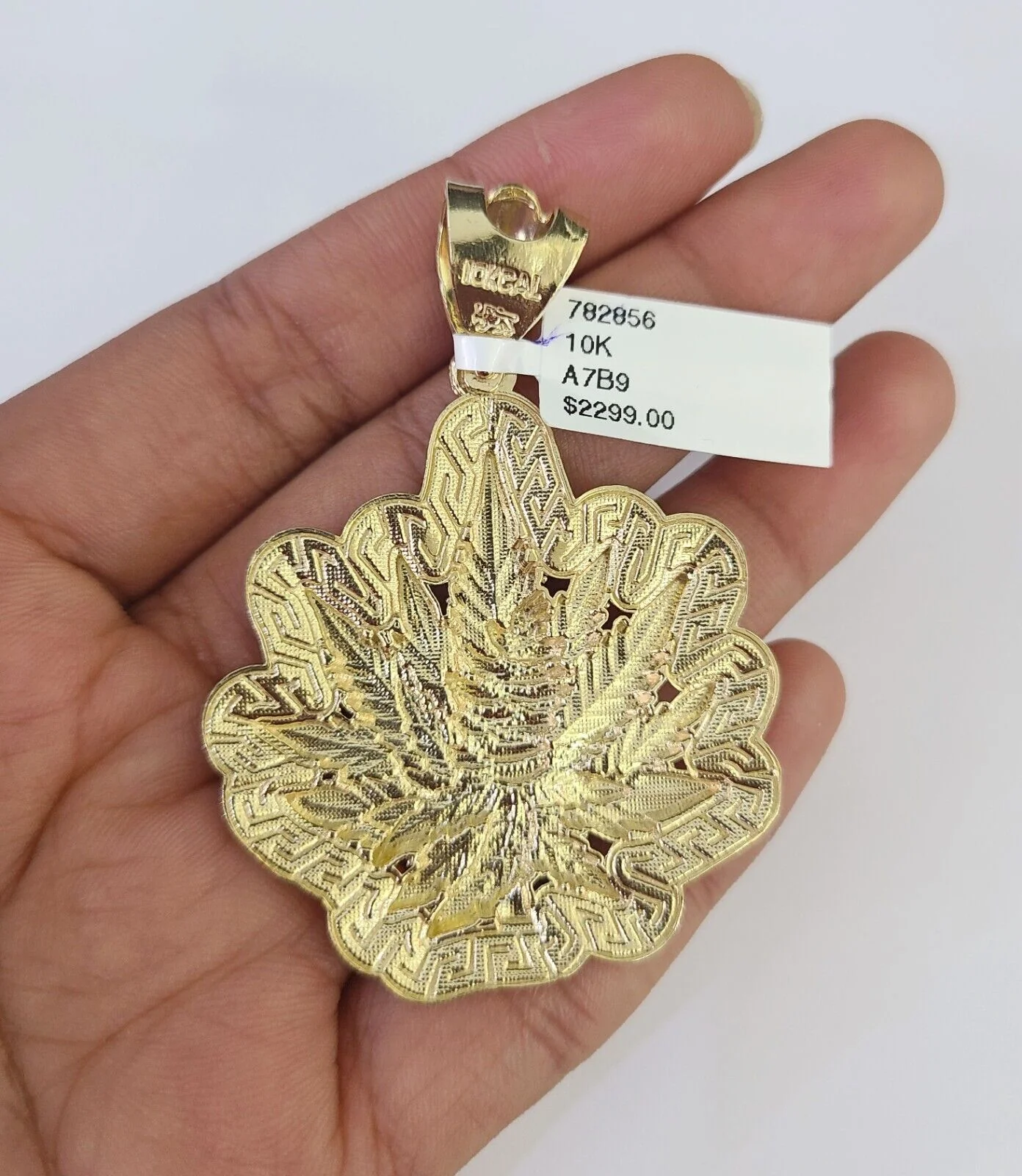10K Franco Chain Weed Leaf Pendant Charm Necklace 20"-28" 4mm Gold SET Yellow - Image 7