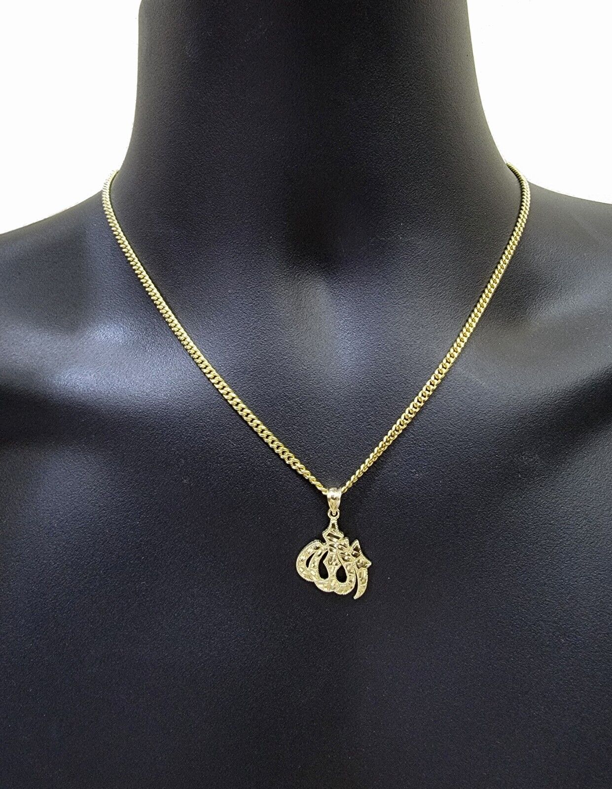 10k Gold Allah Charm Miami Cuban Chain 20" 3mm Necklace Pendant , REAL 10kt SET - Image 7