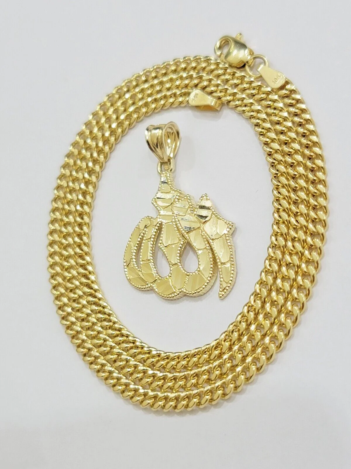 10k Gold Allah Charm Miami Cuban Chain 20" 3mm Necklace Pendant , REAL 10kt SET - Image 9