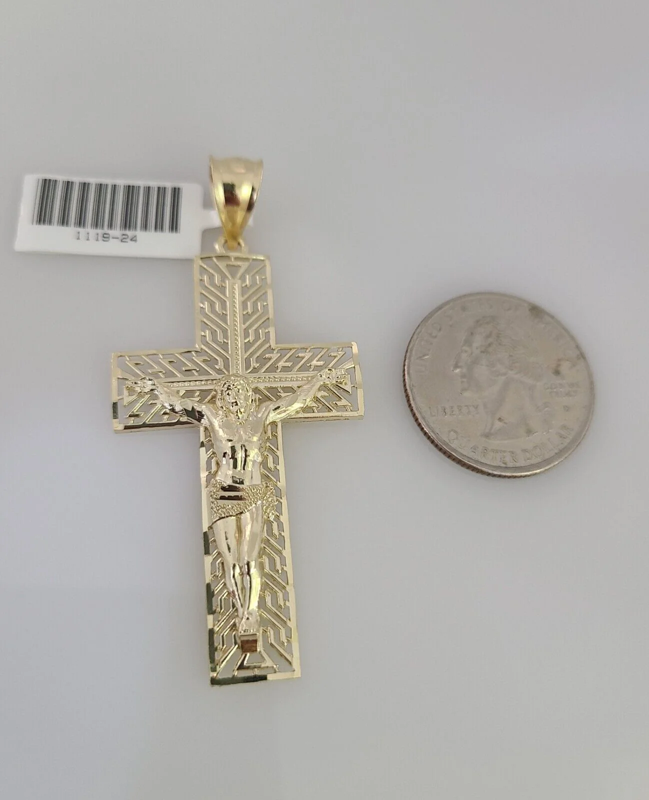 10k Gold Byzantine Chain Necklace Cross Charm Pendant SET REAL 10kt 3mm - Image 6