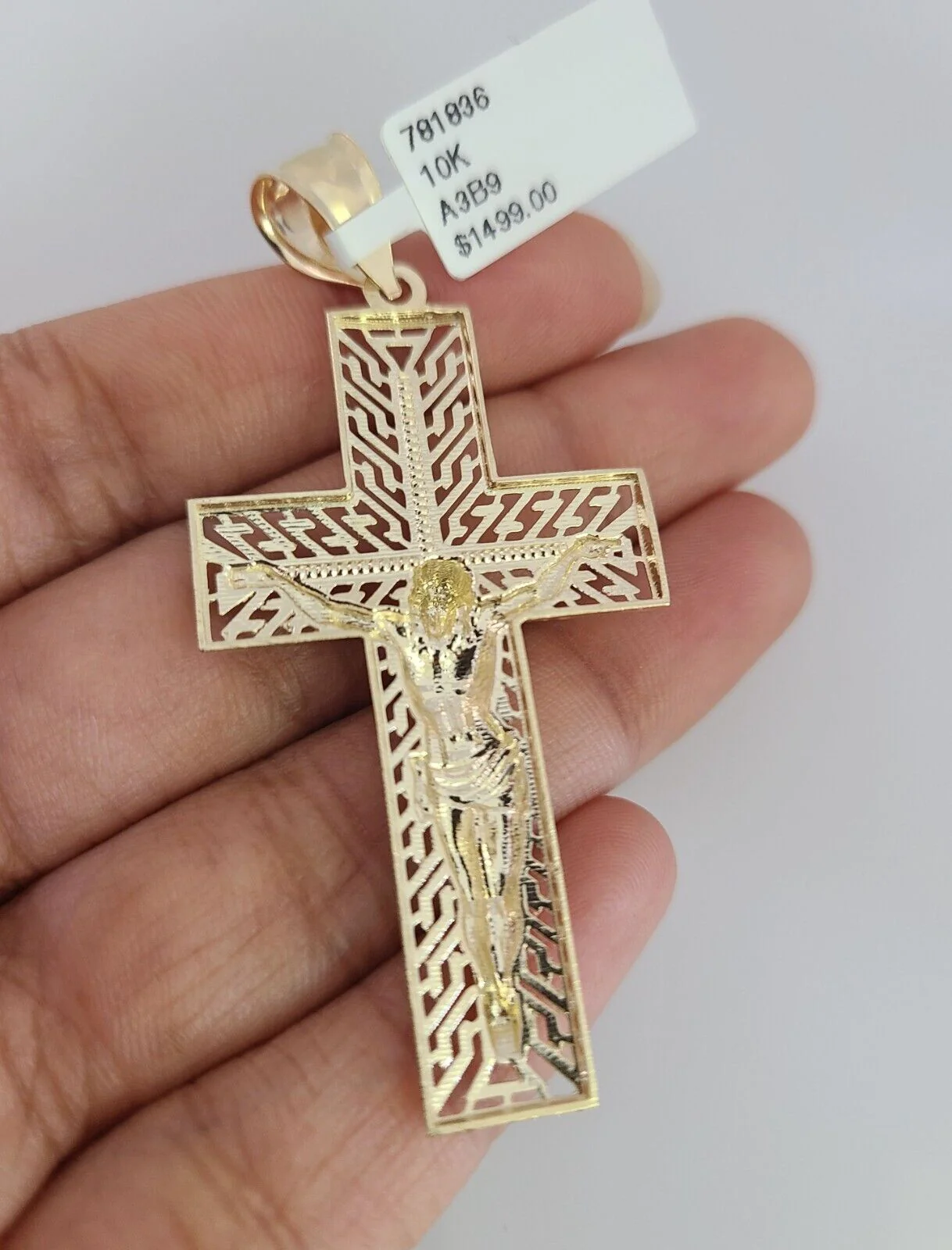 10k Gold Byzantine Chain Necklace Cross Charm Pendant SET REAL 10kt 3mm - Image 7