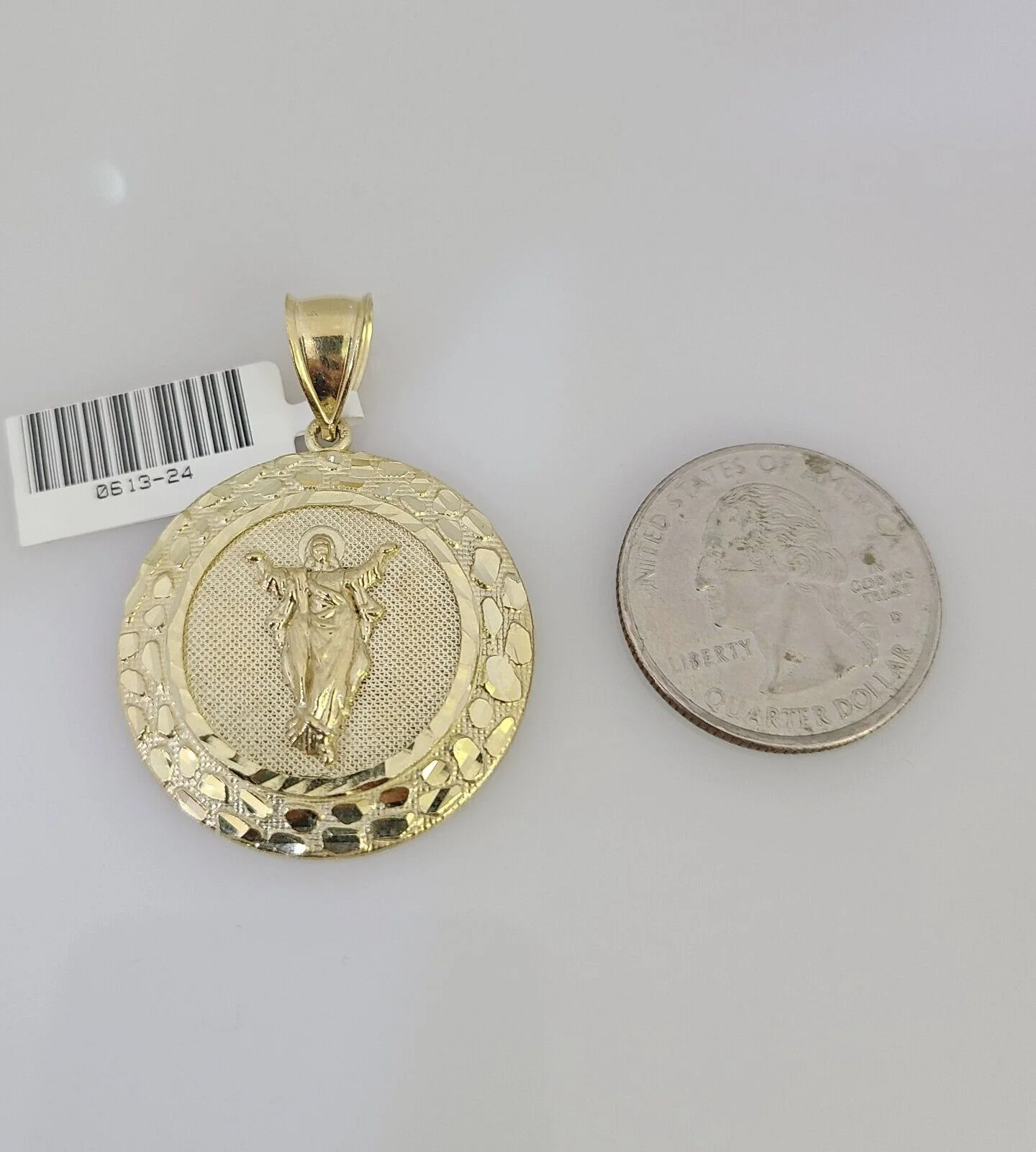 10k Gold Byzantine Chain Nugget Jesus Pendant SET REAL 10kt 3mm 18"-28" 10Kt - Image 5