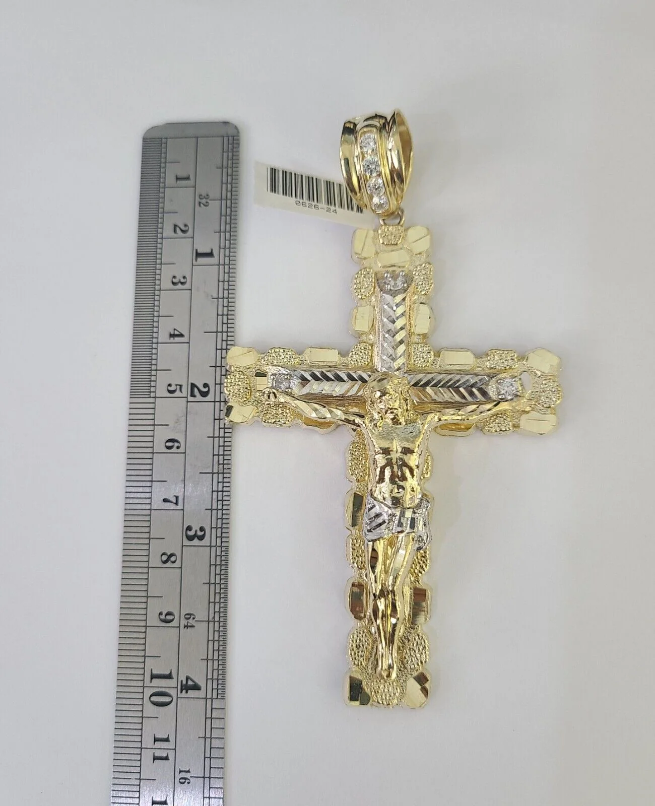 10k Gold Byzantine Necklace Jesus Cross Charm 20-30 inches 9mm REAL SET Chain - Image 3