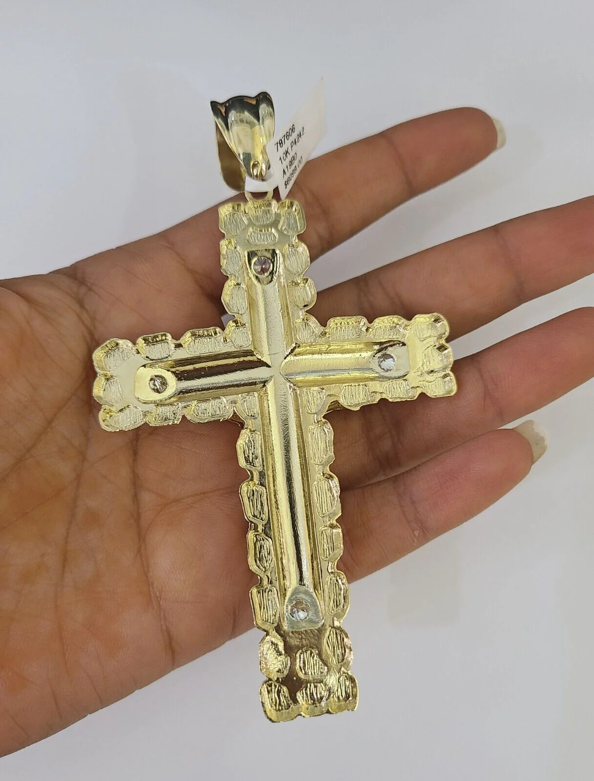 10k Gold Byzantine Necklace Jesus Cross Charm 20-30 inches 9mm REAL SET Chain - Image 7