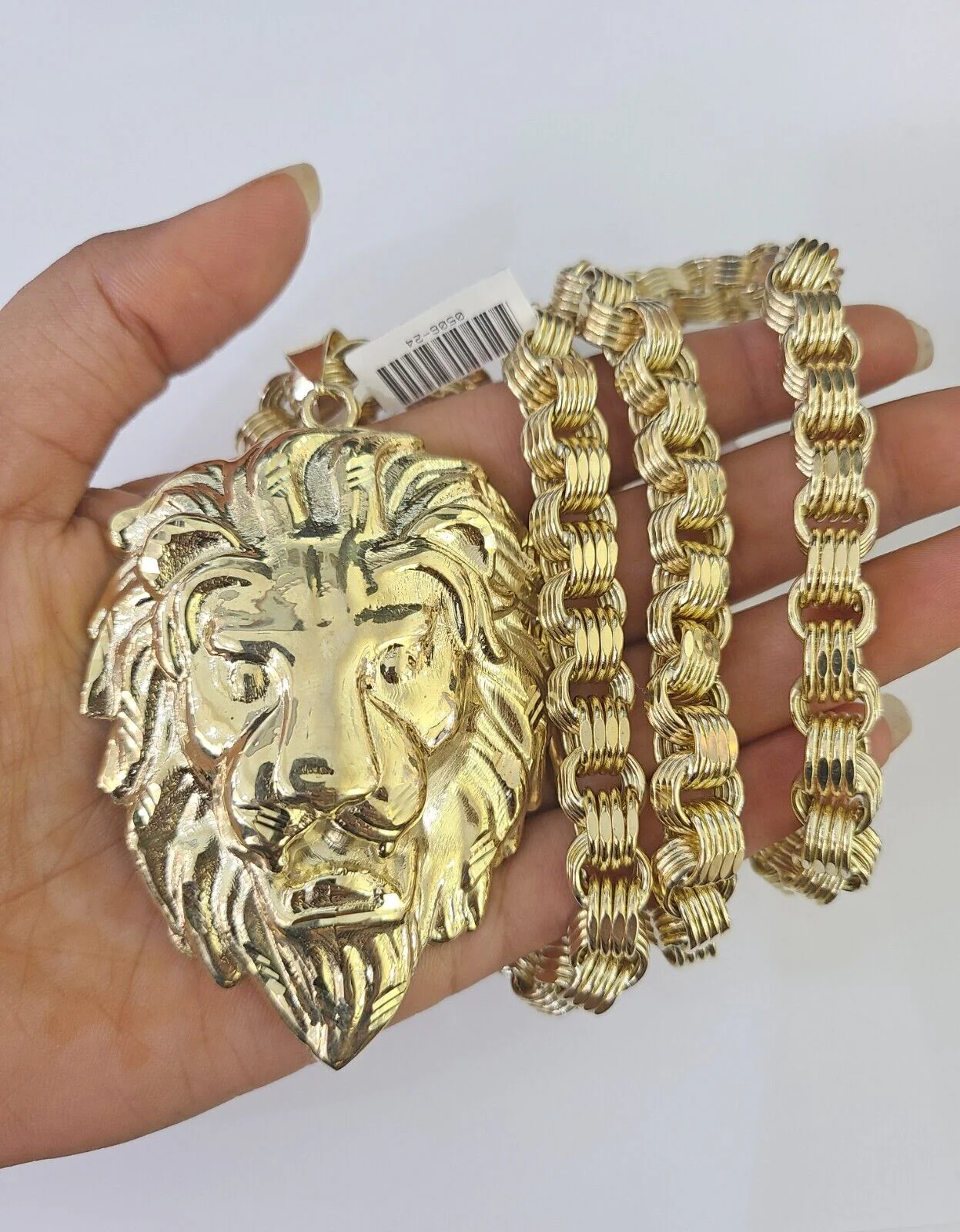 10k Gold Byzantine Necklace Lion Charm 20-30 inches 9mm REAL Yellow SET Chain - Image 5