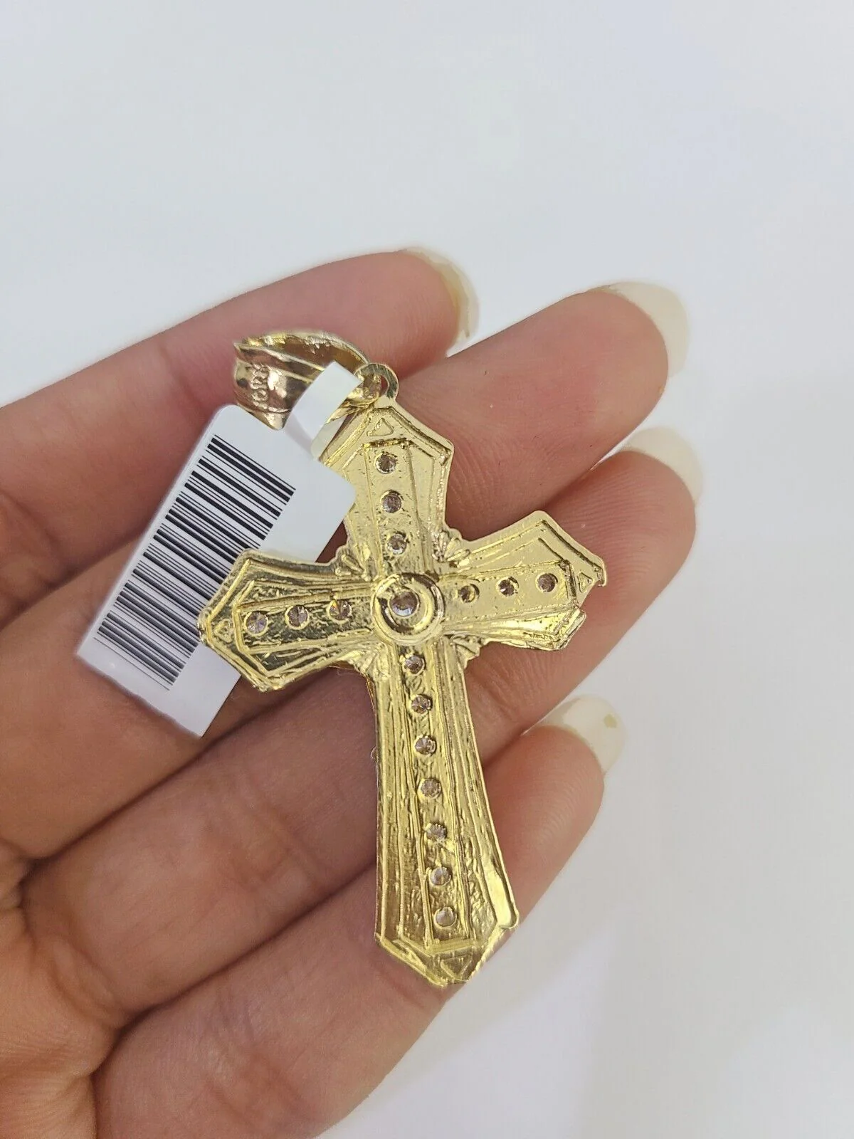 10k Gold Chain Cross Charm Solid Cuban Curb Link 5mm 18"-28" Inch Diamond Cut SET - Image 6