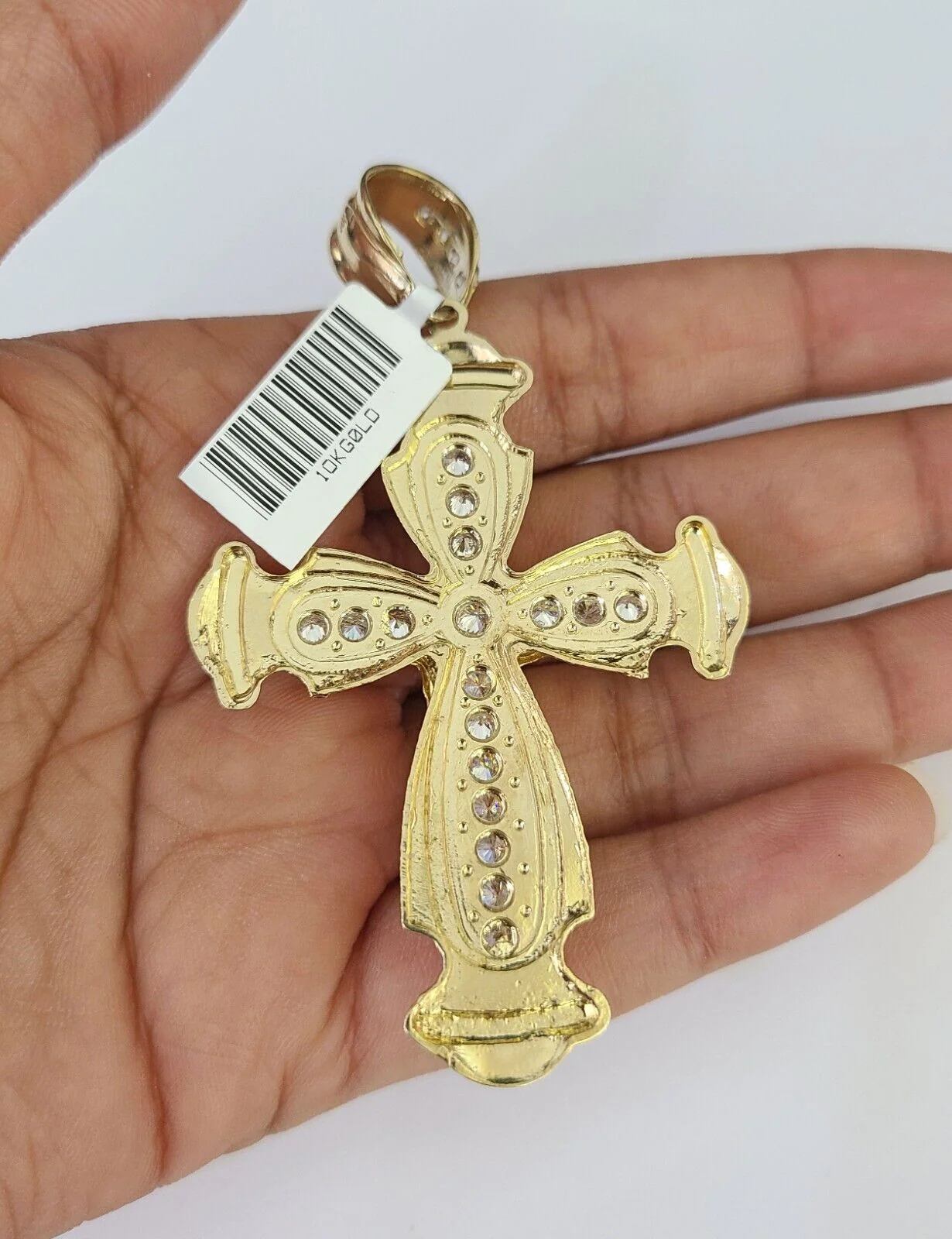 10k Gold Chain Cross Charm Solid Cuban Curb Necklace 9mm 20"-30" Diamond Cut SET - Image 7