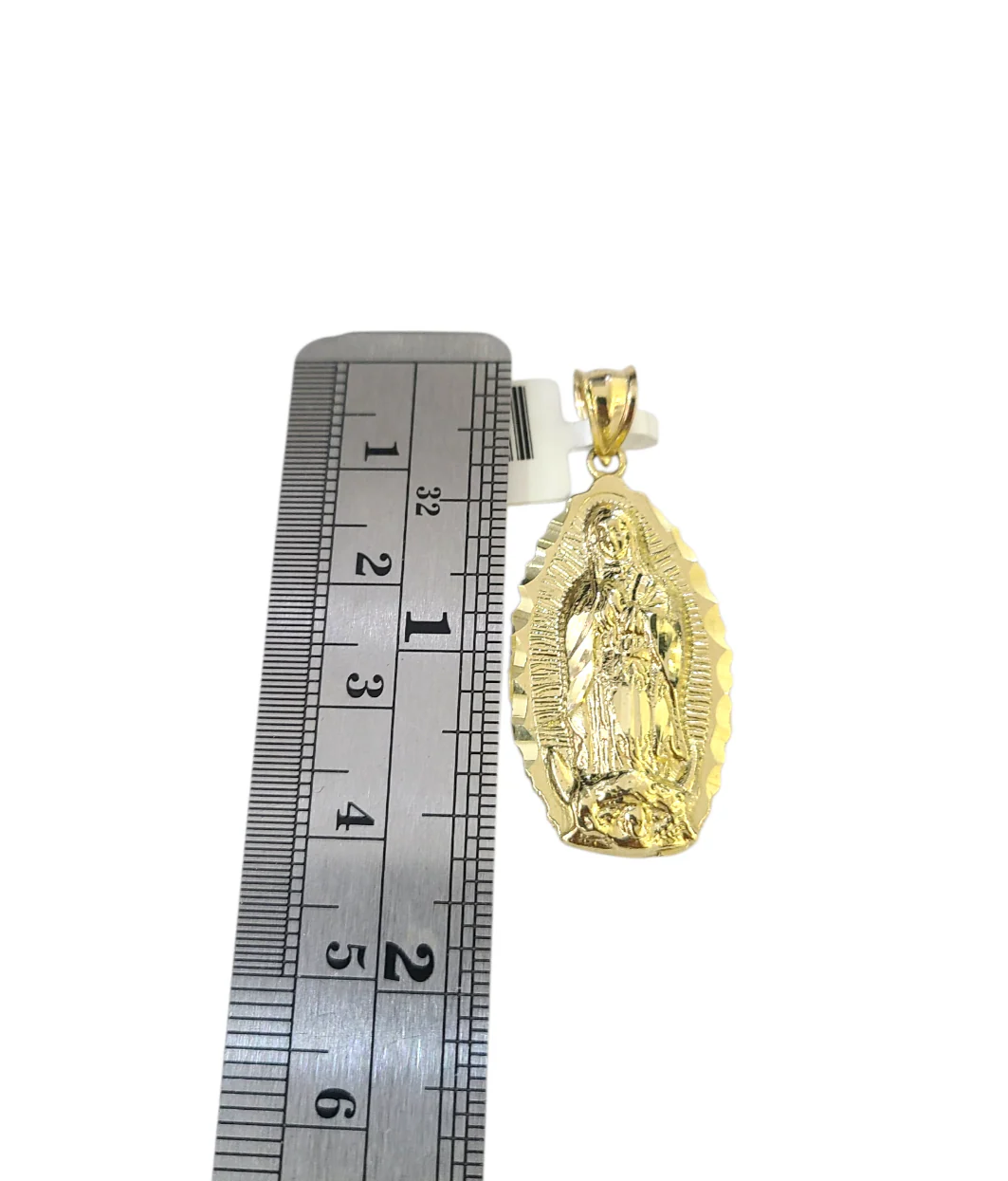 10k Gold Chain Cuban Curb 3mm Necklace Virgin Mary Charm Pendant Set 18"-28" - Image 3