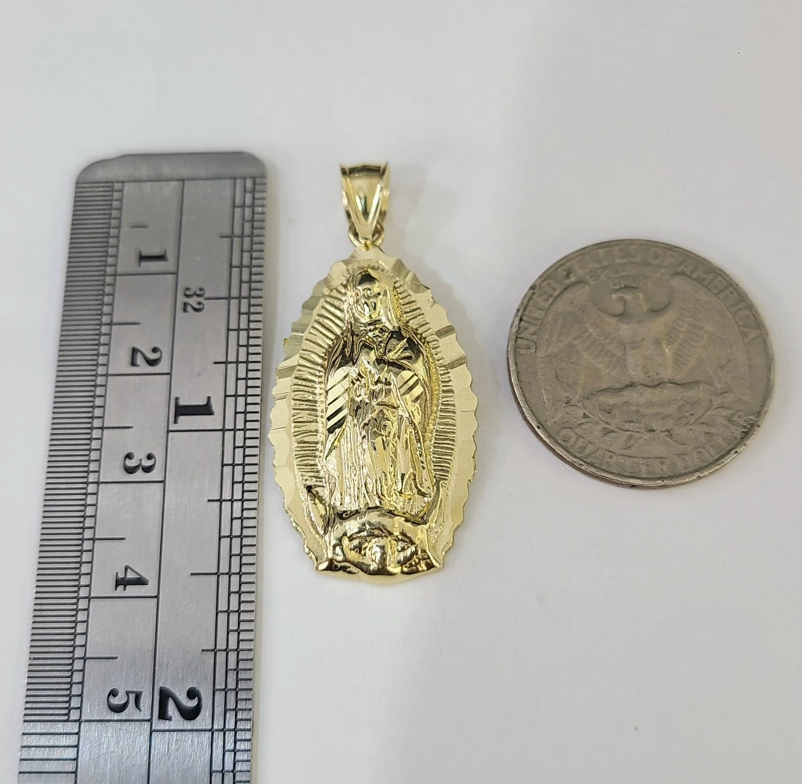 10k Gold Chain Miami Cuban Virgin Mary Charm Pendant Set 4mm 18"-28" Necklace - Image 5