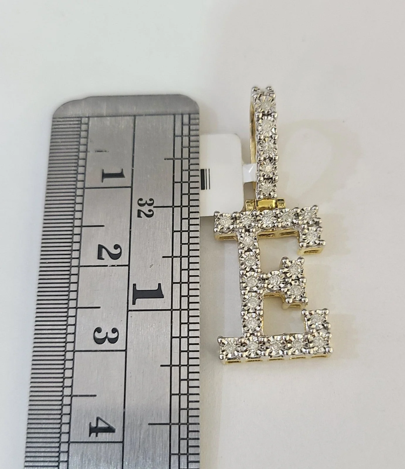 10k Gold Chain Necklace E Diamond Initial Pendant Set Cuban Curb 3mm 20"-30" - Image 2