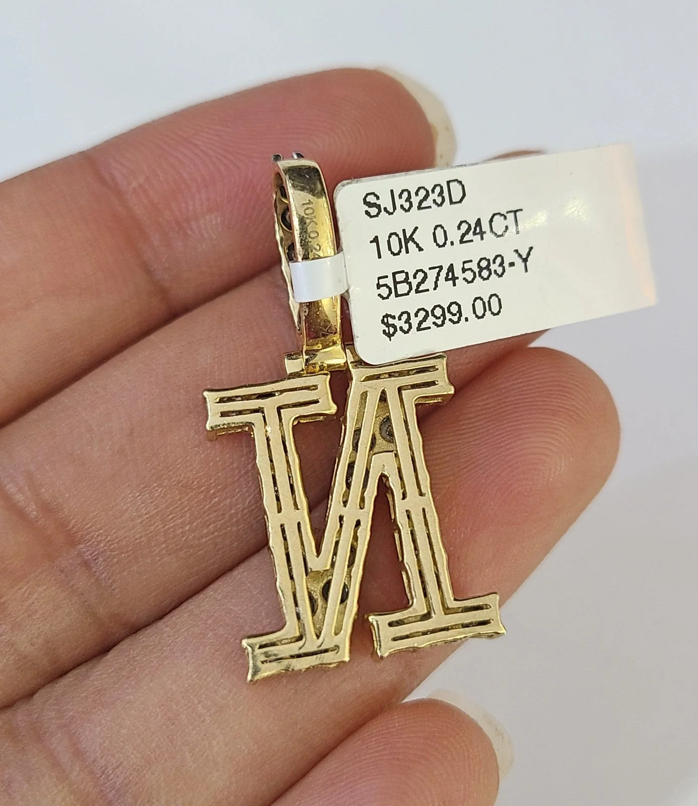 10k Gold Chain Necklace N Diamond Initial Pendant Set Cuban Curb 3mm 20"-30" - Image 7