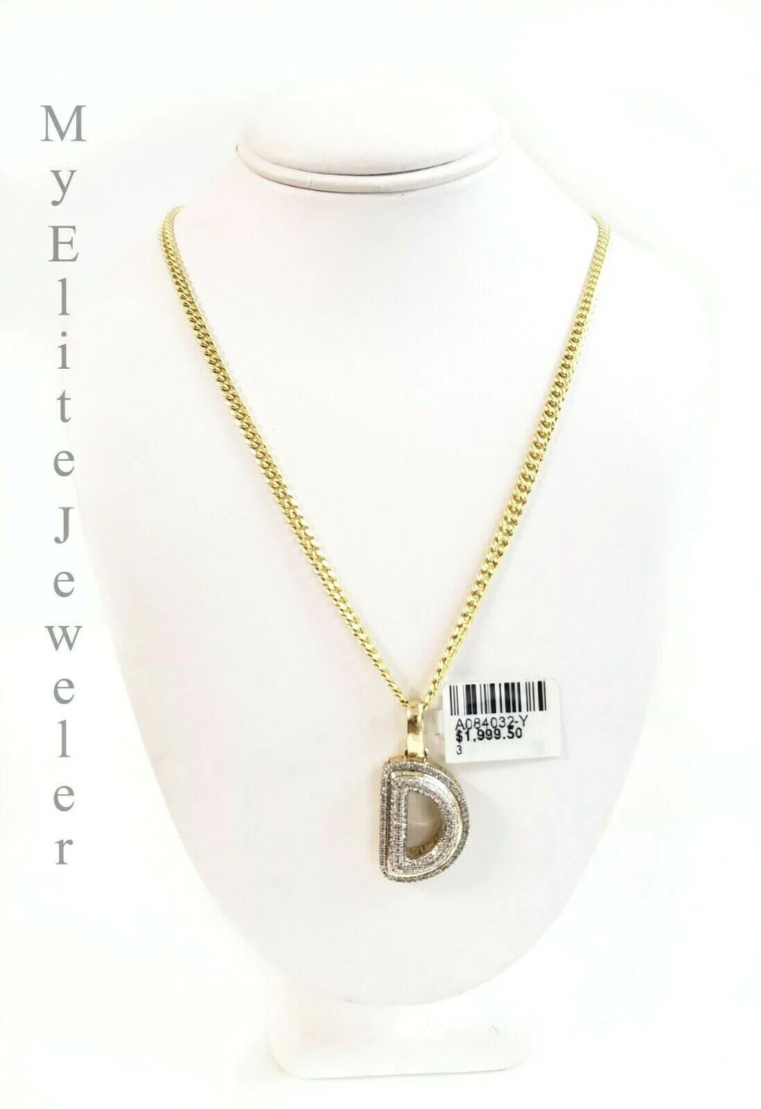 10k Gold Chain Real Diamond D Alphabet Initial Charm pendant 3mm 18Inch Necklace - Image 5