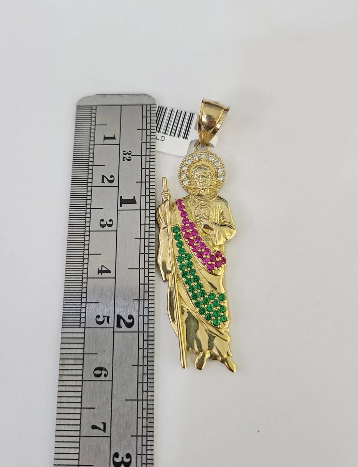 10k Gold Chain Saint Jude Charm Solid Cuban Curb Link 5mm 18"-28" Inch SET - Image 3