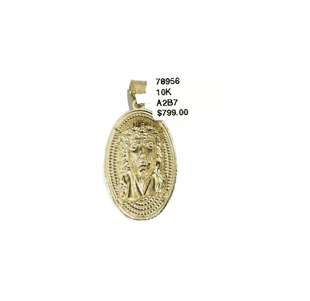 10k Gold Circular Jesus Head Charm Rope Chain Necklace 3mm 24'' Set Pendant 10kt - Image 9