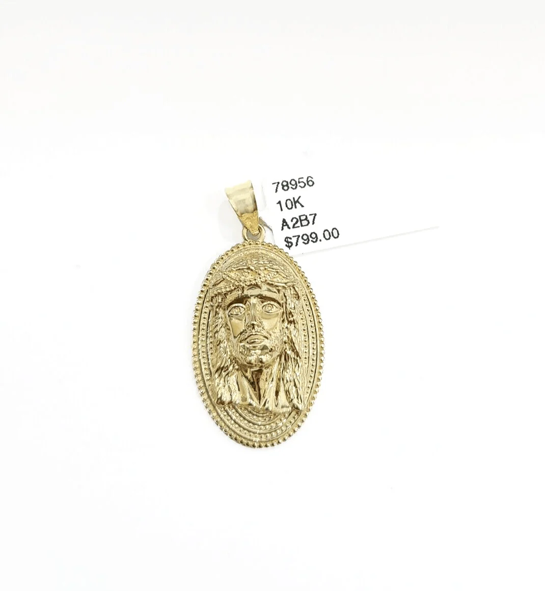 10k Gold Circular Jesus Head Charm Rope Chain Necklace 3mm 28'' Set Pendant 10kt - Image 6