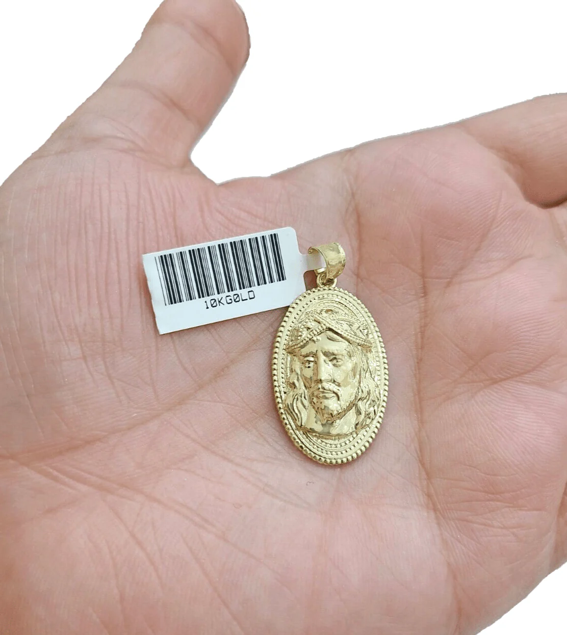 10k Gold Circular Jesus Head Charm Rope Chain Necklace 3mm 28'' Set Pendant 10kt - Image 5