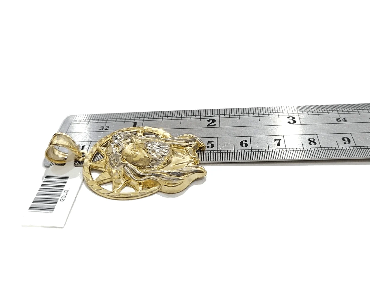 10k Gold Circular Jesus Star Head Charm Rope Chain Necklace 6mm 20'' Set Pendant - Image 10