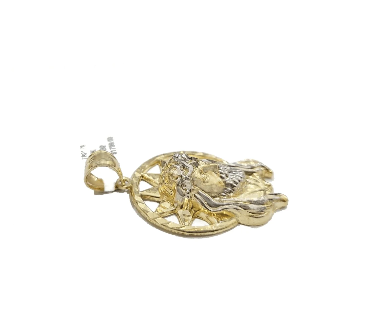 10k Gold Circular Jesus Star Head Charm Rope Chain Necklace 6mm 24'' Set Pendant - Image 8
