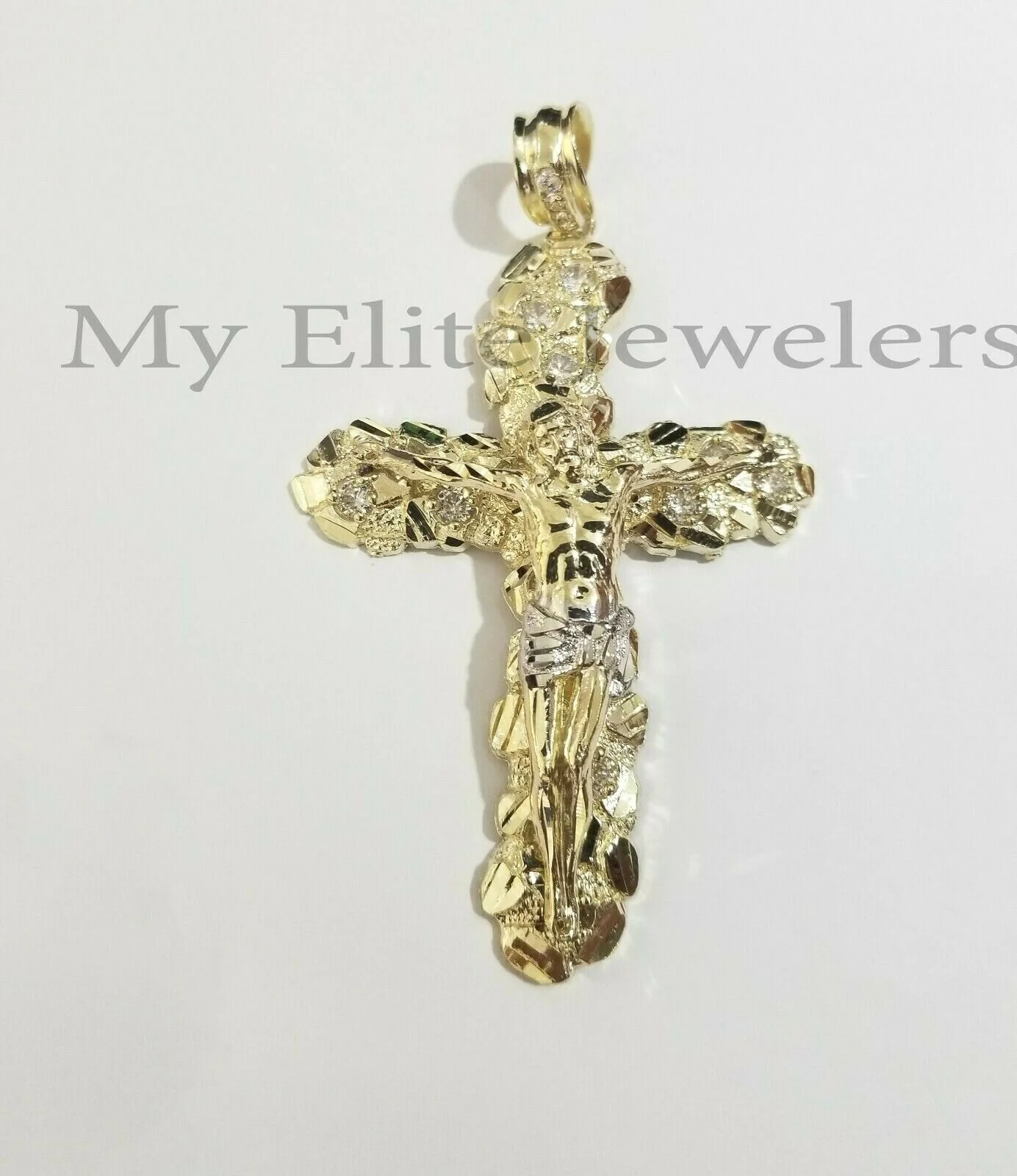 10k Gold Cross Pendant Men's 3.5 Inch long10kt Yellow Gold Jesus Crucifix, REAL - Image 5