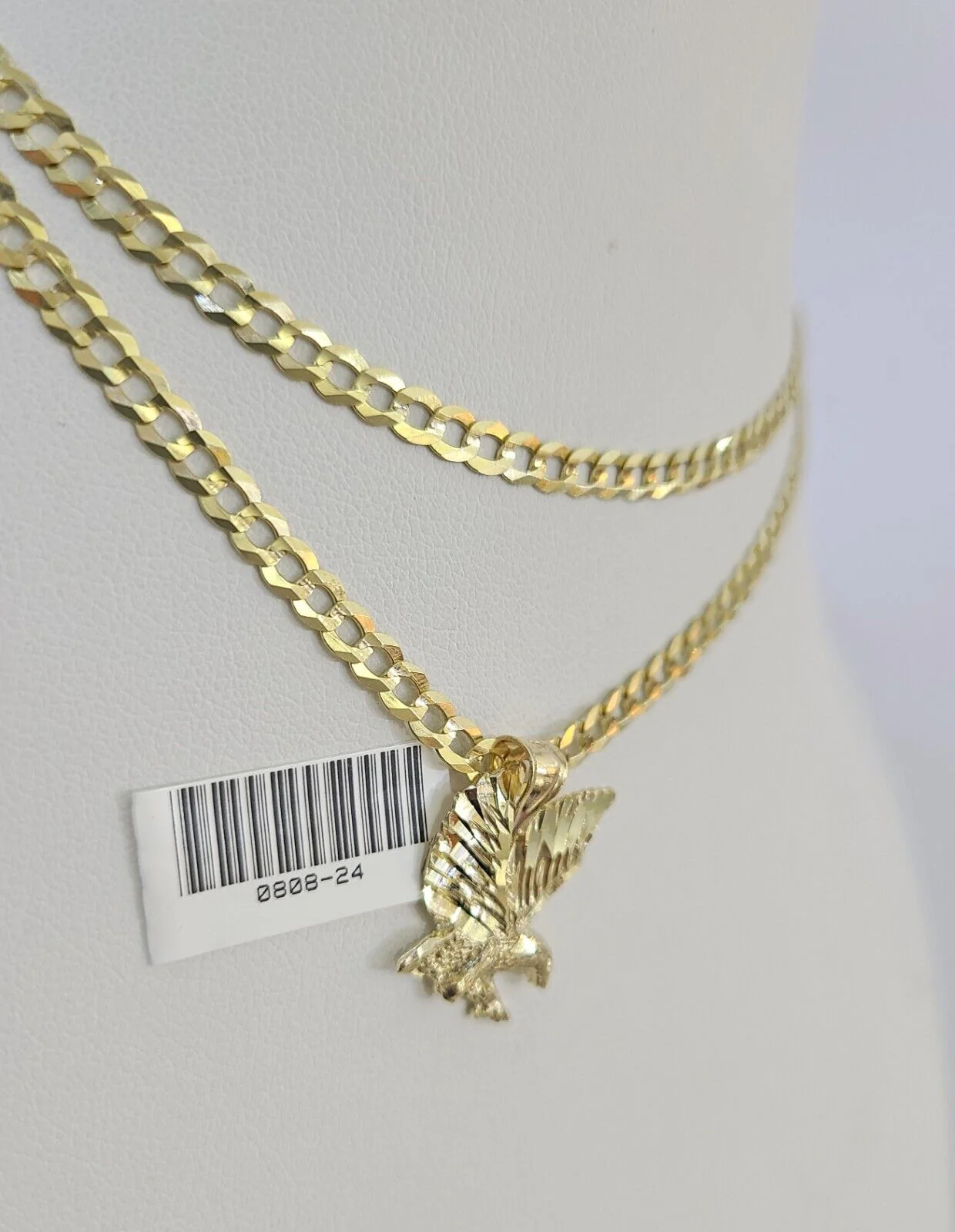 10k Gold Cuban Curb Chain Eagle Charm Solid 4mm 18"-28" SET Necklace Pendant - Image 6