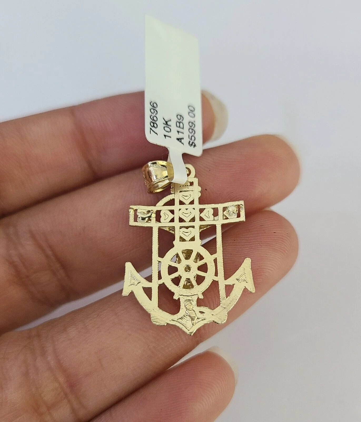 10k Gold Cuban Curb Chain Jesus Anchor Charm Solid 4mm 18"-28" SET Necklace - Image 7