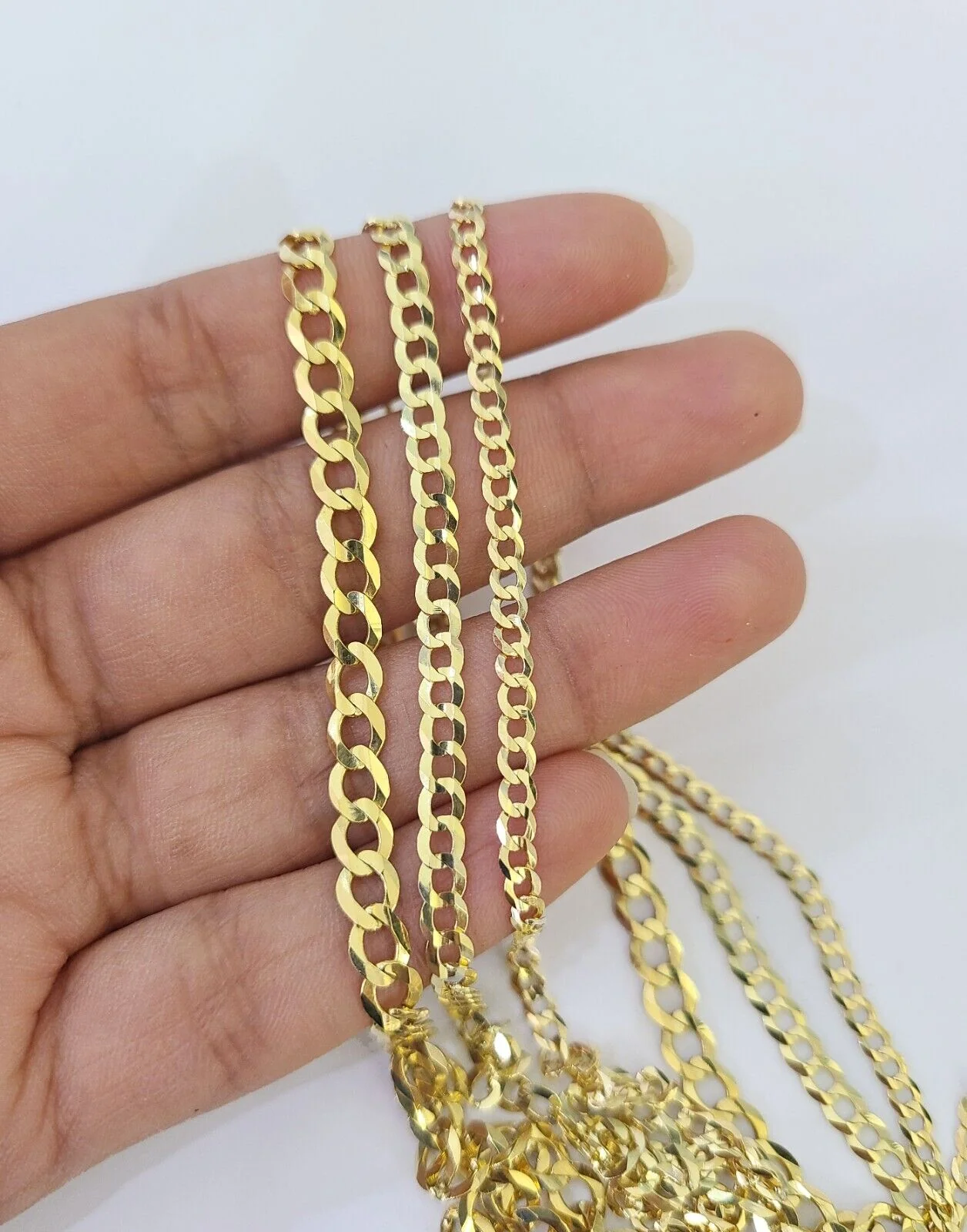 10k Gold Cuban Curb Necklace Chain 3mm 4mm 5mm 18-28 Inches 10kt Yellow Real - Image 3