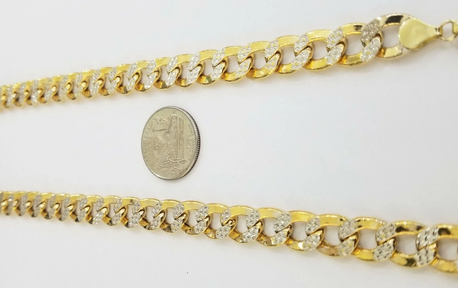 10K gold cuban curve link chain with diamond cut 11mm 26" gold necklace for men - Image 5