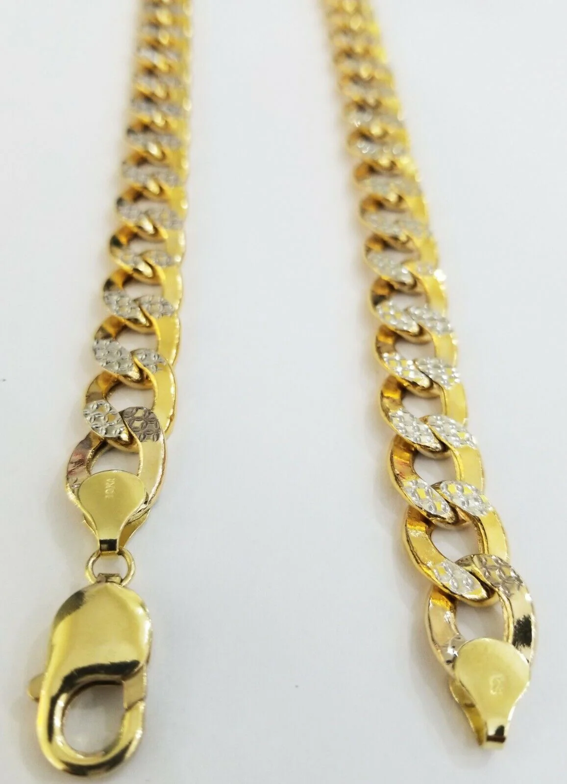 10K gold cuban curve link chain with diamond cut 11mm 26" gold necklace for men - Image 7